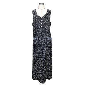 Vintage Putumayo Womens Size L Floral 90s Boho Pocket Button Long Dress